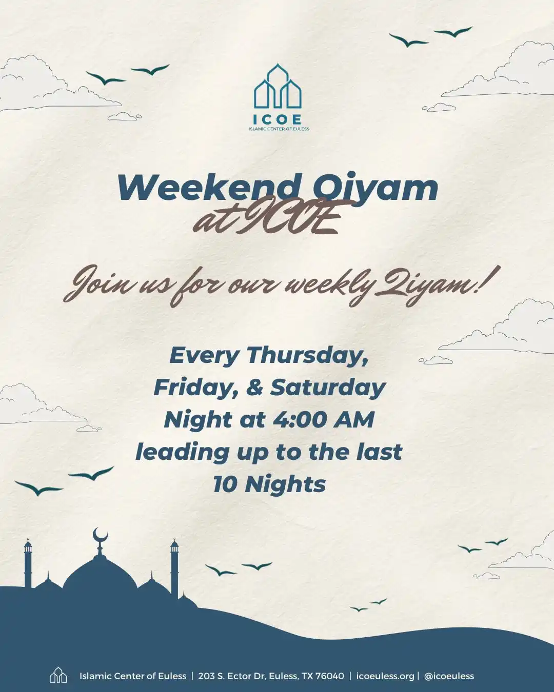 Weekend Qiyam at ICOE