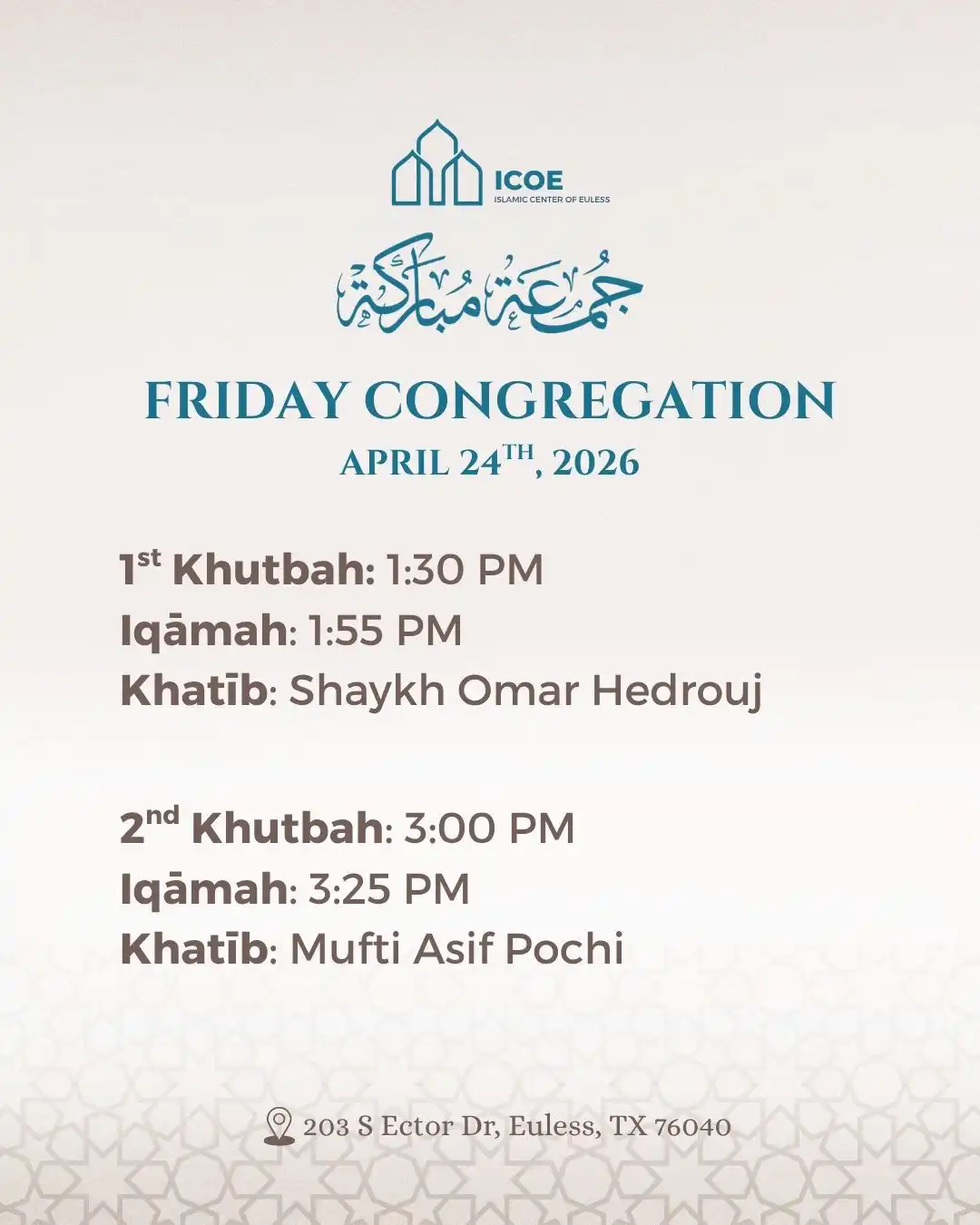 Friday Congregation 24th April 2026