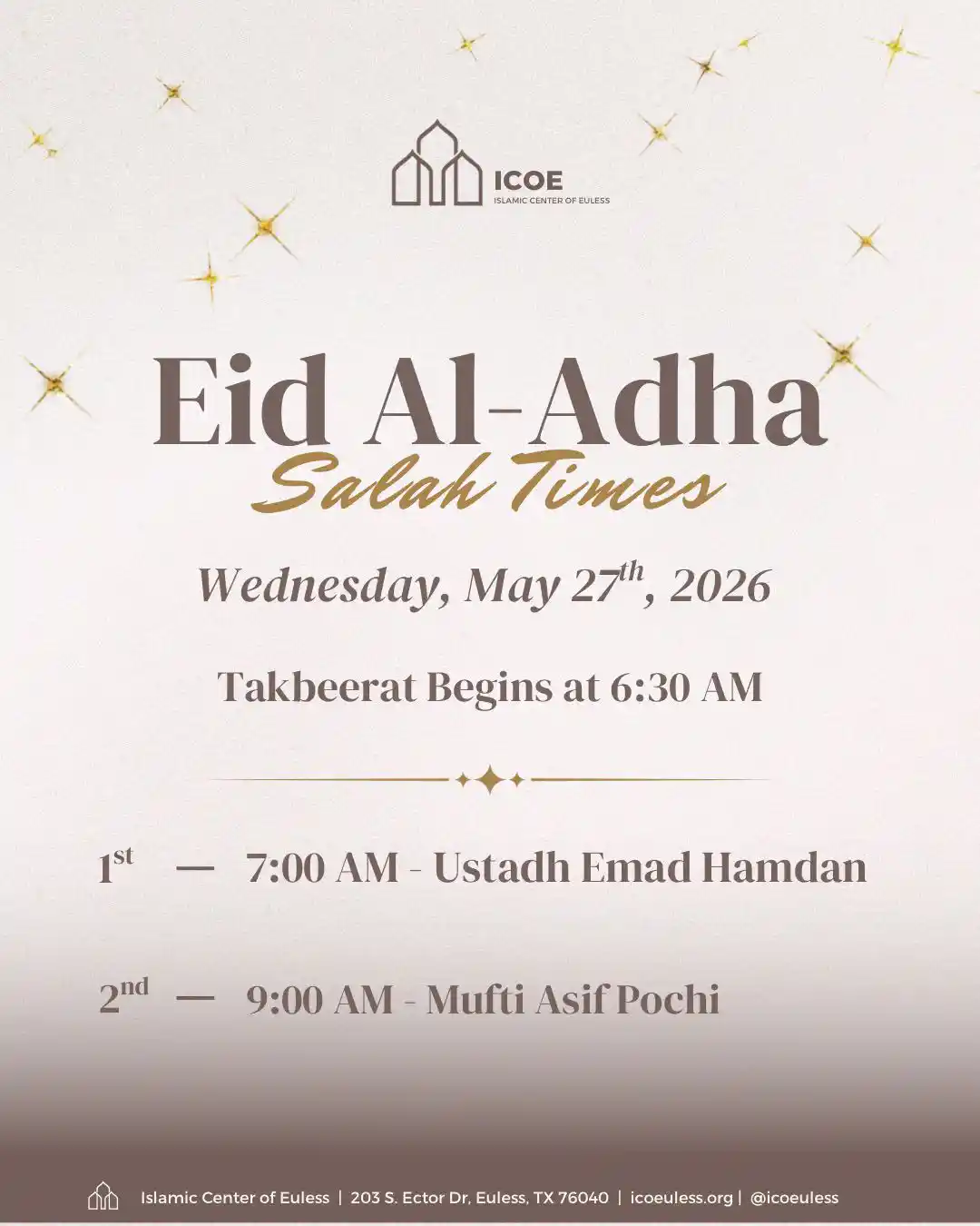 Eid Al-Adha Salah Times