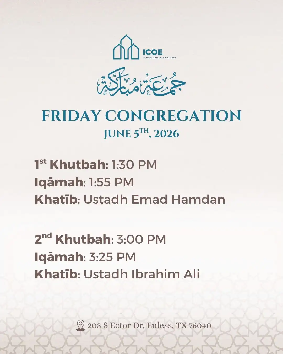 Friday Congregation 5th June 2026